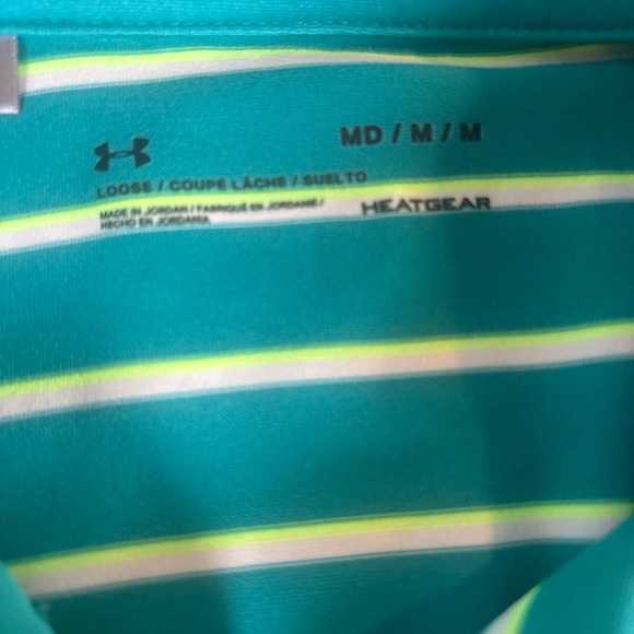 Under Armour Men's Striped Polo Shirts - Teal and Red - Picture 4 of 8
